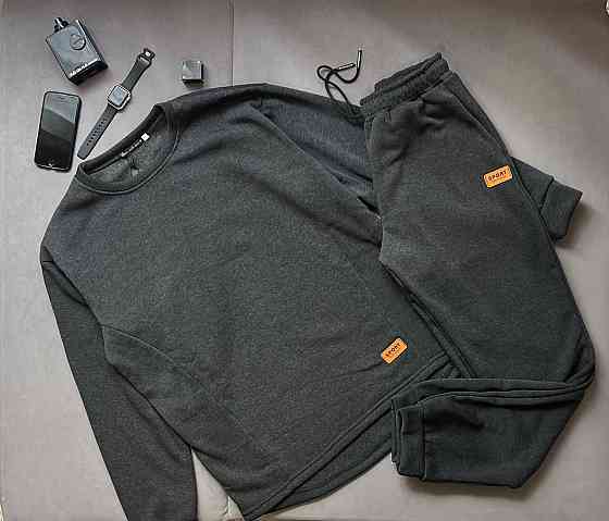 Мужской утепленный спортивный костюм baza трикотаж Трехнит флис Графит, 50/52 Одесса