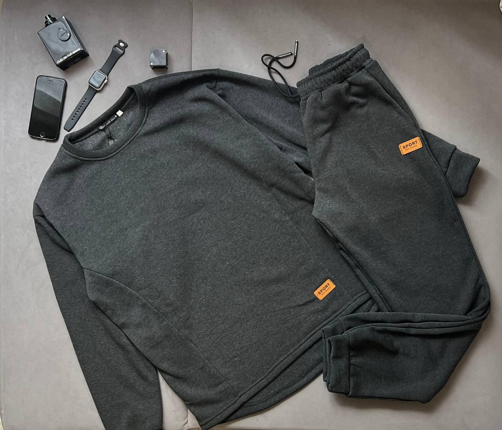 Чоловічий утеплений спортивний костюм baza трикотаж Тринит фліс Графіт, 50/52 Одеса - фото 1