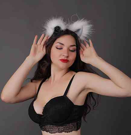 Меховые ушки кошки, Белые с серым OKOVA Sex Aura Киев