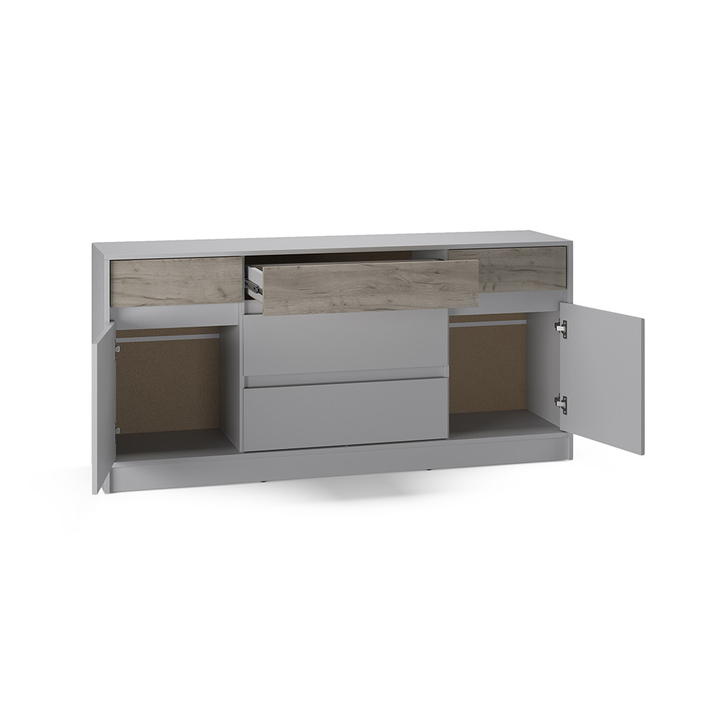 Великий комод із дверима та шухлядами Еверест Стайл-1600 160,2х39х75,4 см Кашемір/Дуб крафт сірий (DTM-071156) Львів - фото 3