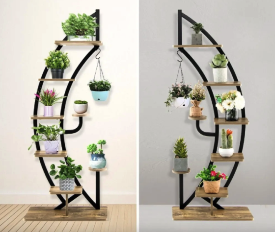 Стелаж для квітів Costway Ruta у формі півмісяця коричневий Київ