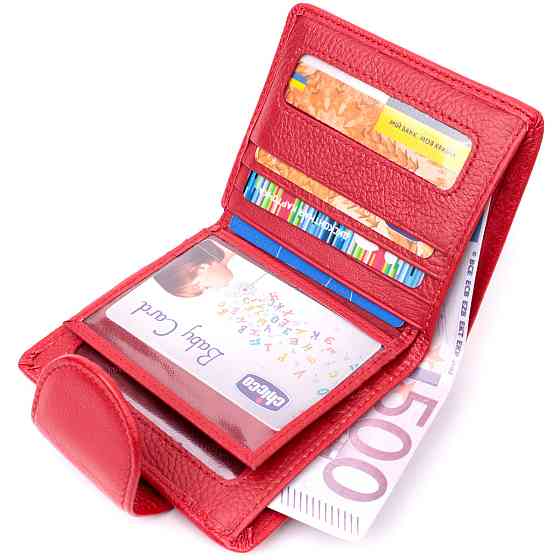 Жіночий яскравий гаманець вертикального типу із натуральної шкіри ST Leather 22453 Червоний Київ