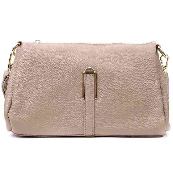 Шкіряна жіноча сумка з металевою прикрасою по середині Vintage 22609 Бежева Київ