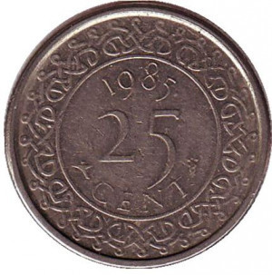 Монета 25 центів. 1985 рік, Сурінам.(БК) Полтава - фото 1