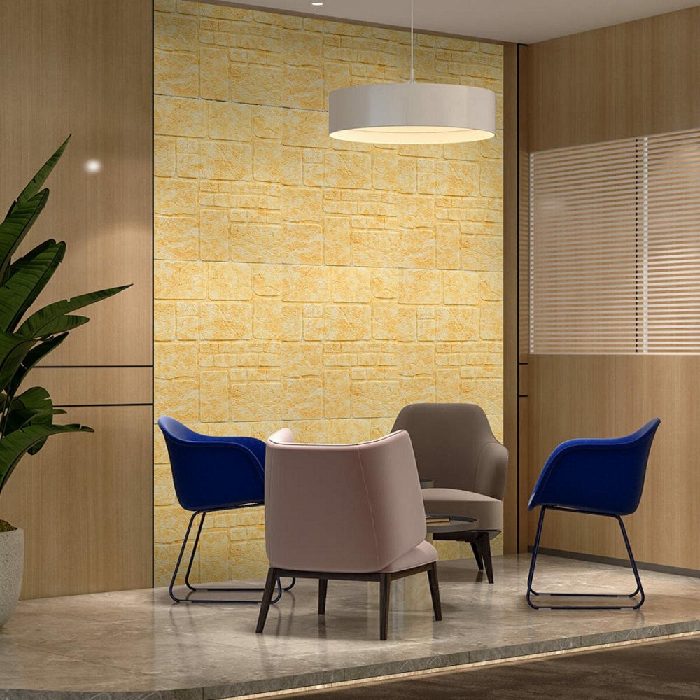 Самоклеящаяся декоративная 3D панель камень желтый мрамор 700х700х6мм (152) SW-00000220 Днепр - изображение 5