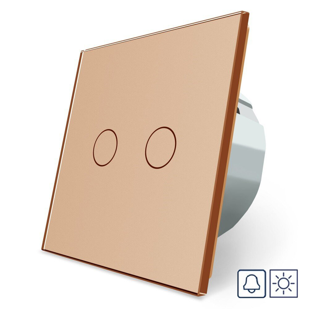 LIVOLO Сенсорна кнопка 2 сенсора Сухий контакт Livolo золото скло (VL-C702IH-13) Коломыя - изображение 2