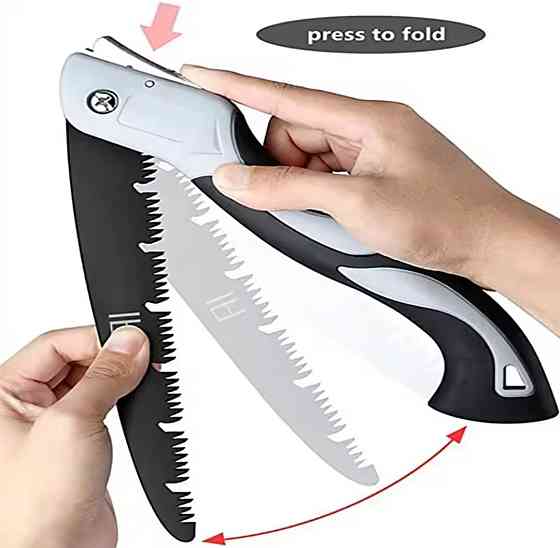 Ручная складная пилка 130 мм из прочной стали 29 см черно-белый Киев