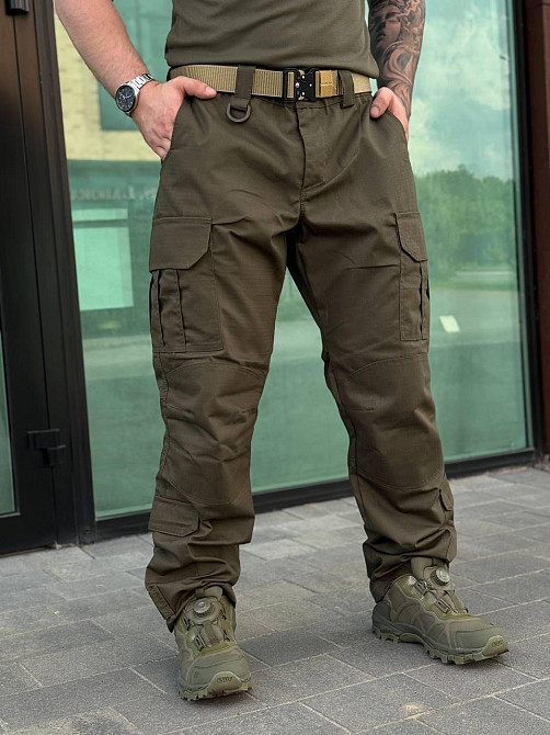 Чоловічі військові штани олива літні ріп-стоп, тактичні польові штани ЗСУ для армії і штурму Львів - фото 7