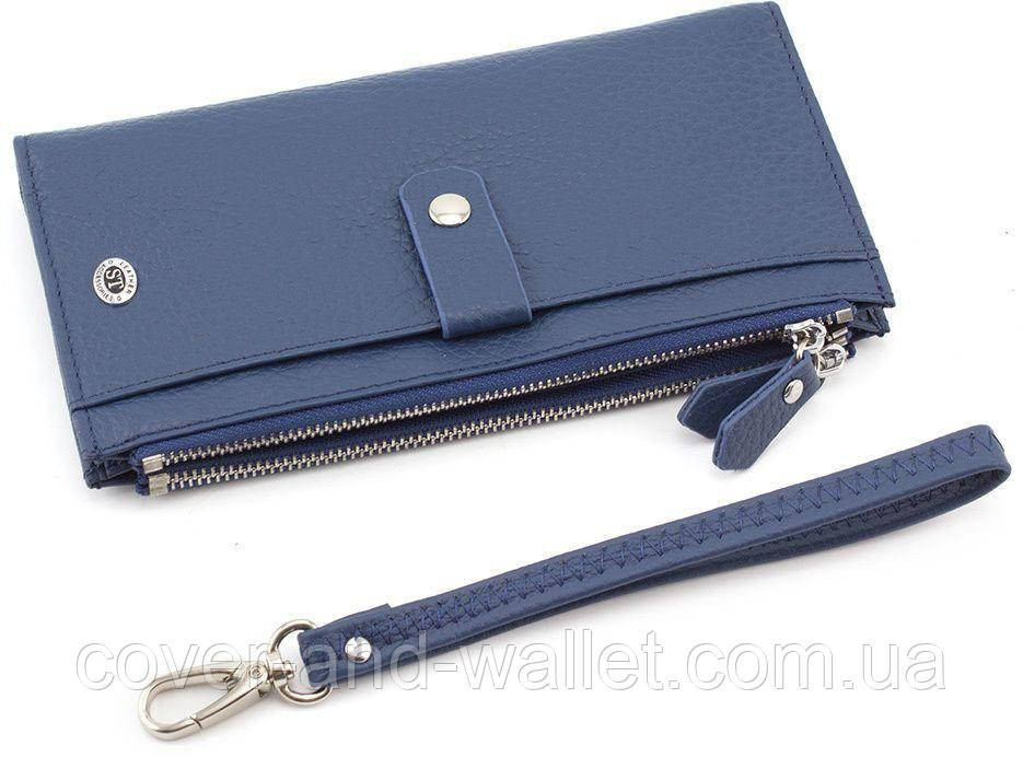 Універсальний шкіряний гаманець під купюри та картки блакитного кольору ST 420 Київ - фото 4