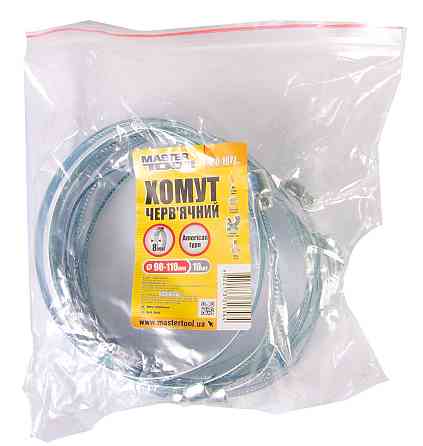 MASTERTOOL Хомут черв'ячний MASTERTOOL American type W1 8.0 мм Ø 90-110 мм 10 шт 20-1971 Коломия