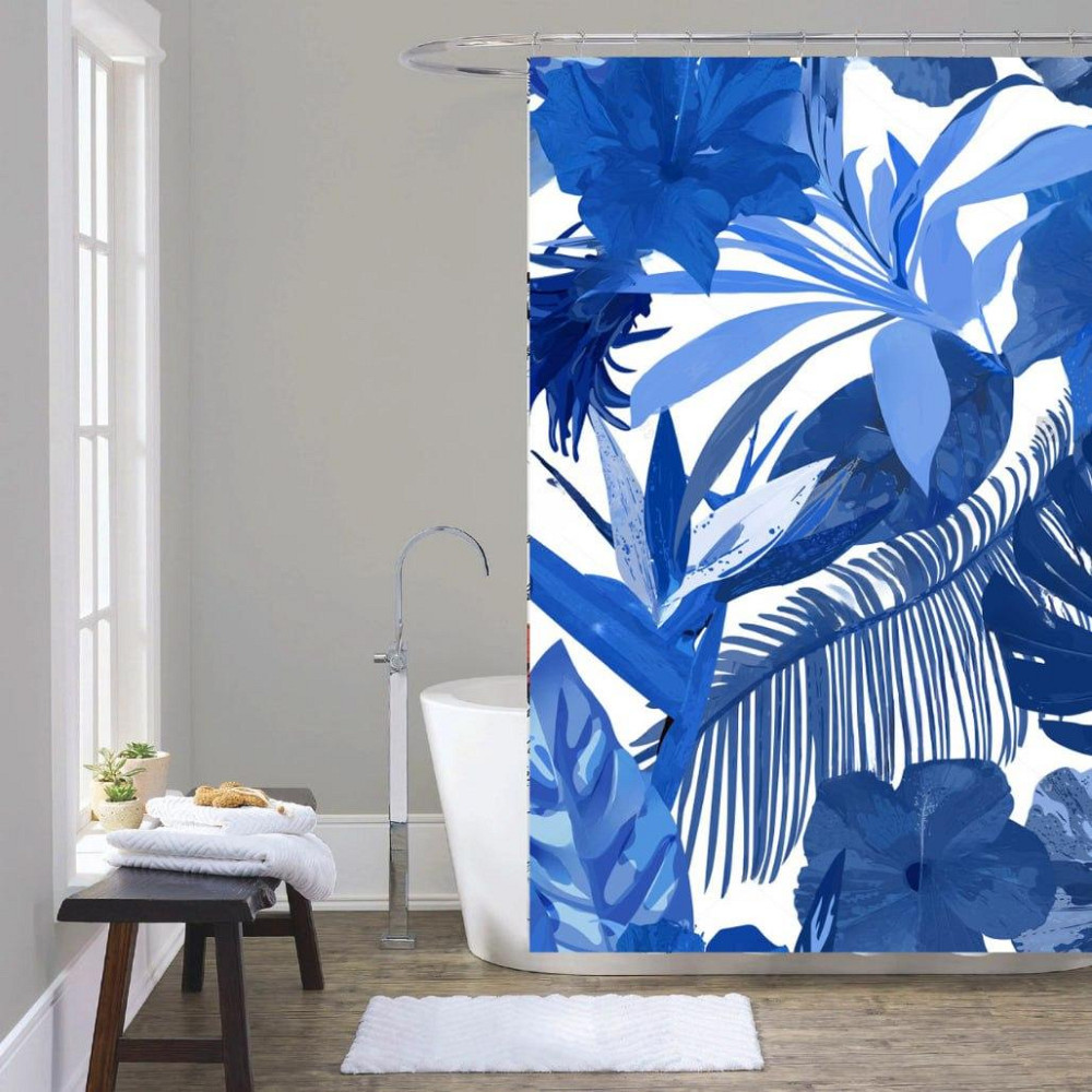 Шторка для душа и ванной комнаты с водоотталкивающим покрытием, цвет синий с принтом Каменец-Подольский - изображение 1