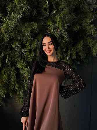 Вечірня сукня з прозорими рукавами Sofira 42-44, Шоколадний Київ