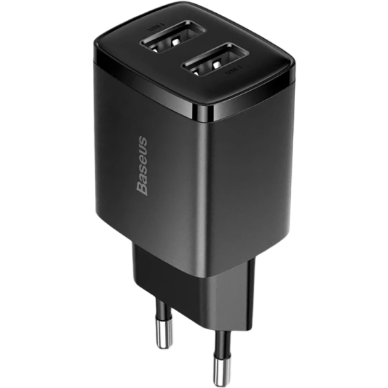 Мережевий зарядний пристрій Baseus Compact Charger 2U 10.5W EU, колір чорний CCXJ010201 Одеса