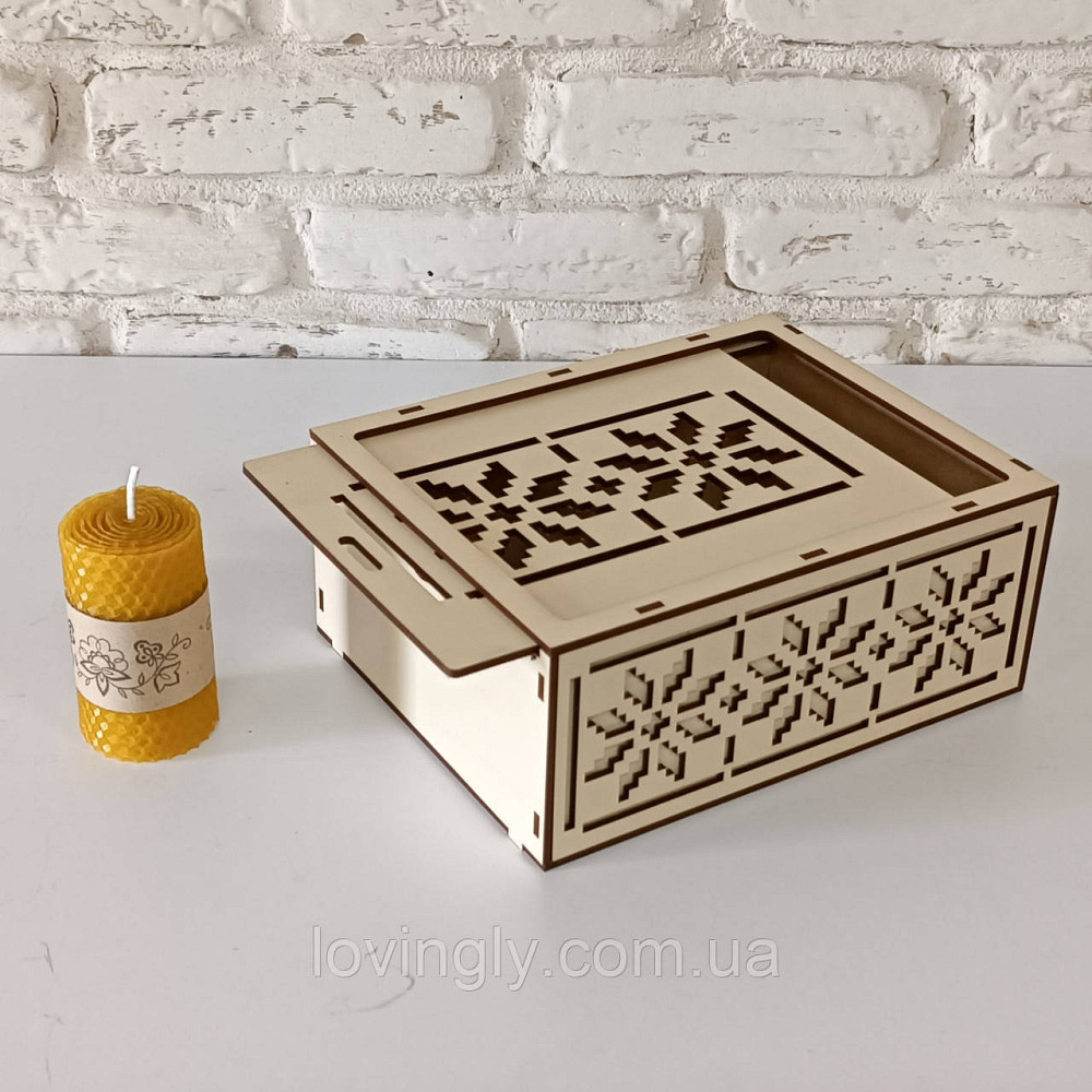 Подарочная коробка кремового цвета с орнаментом  21/16/8 см Ирпень - изображение 3