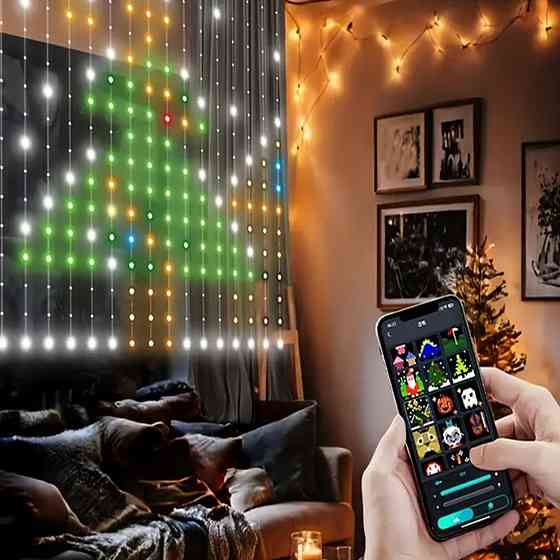 Смарт гирлянда штора от USB,2x2м,SFK 07,Разноцветная SBR Киев