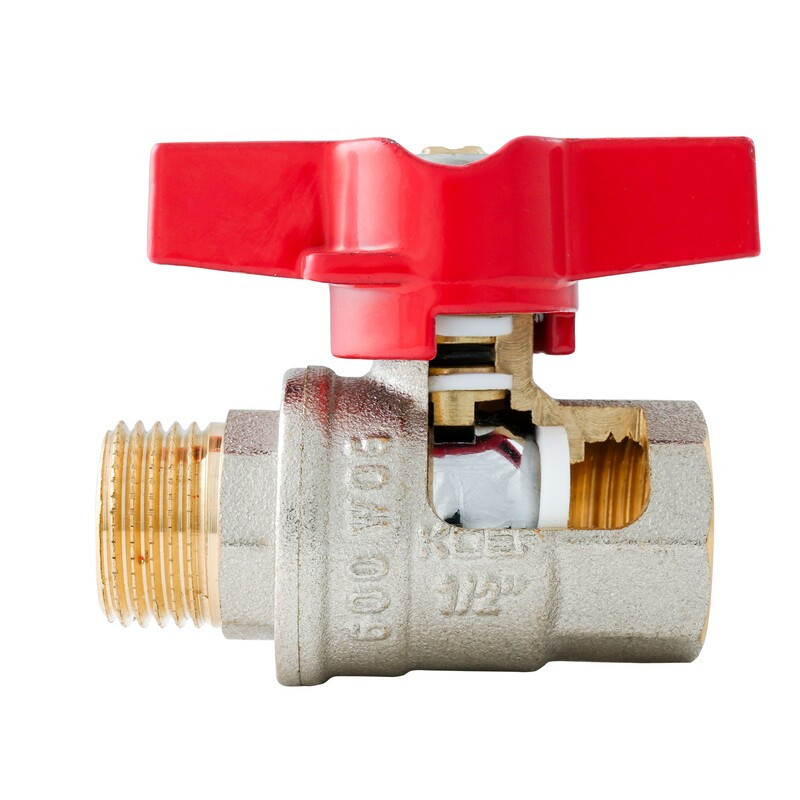 Кран кульовий ГШМ Koer Extreme KE.218-15 - 1/2" FM ручка "метелик" червона (KR5759) Київ - фото 5