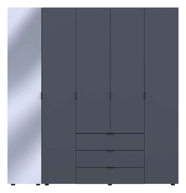 Комплект шкафов для одежды Doros Гелар (2 шт.) 194х49,5х203,4 см Зеркало/Графит (DRS-011138) Львов - изображение 1