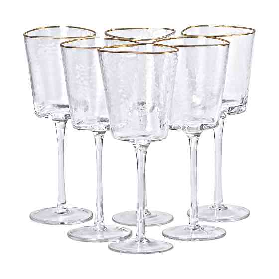 Набір з 6 винних бокалів з золотим обідком 350 мл Київ