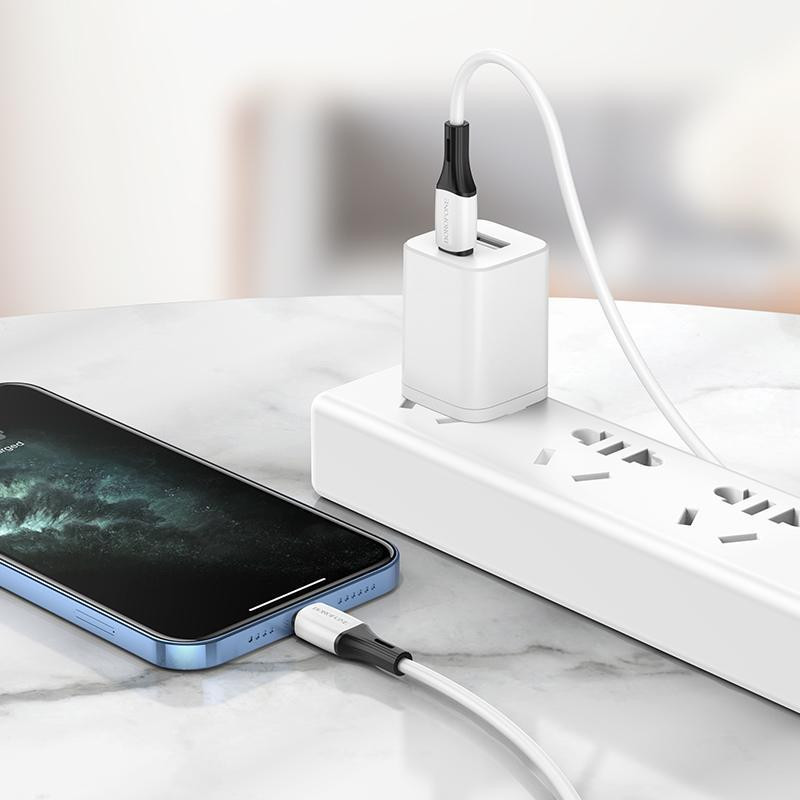 Кабель BOROFONE BX79 USB - iP 2.4A, 1m, силіконовий, силіконові конектори, колір білий BX79LW Одеса - фото 3