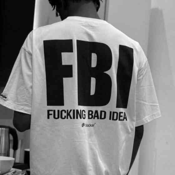 Футболка оверсайз із принтом FBI Fucking Bad Idea, унісекс L, Чорний Чернівці