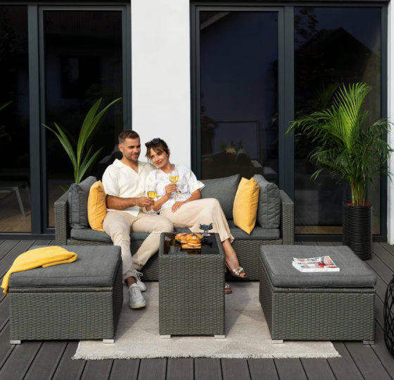 Комплект садових меблів для тераси двору балкона набір столу та стільців для відпочинку Di Volio Alzano сірий Київ