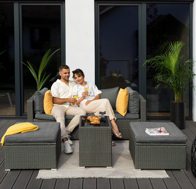 Комплект садових меблів для тераси двору балкона набір столу та стільців для відпочинку Di Volio Alzano сірий Київ - фото 3