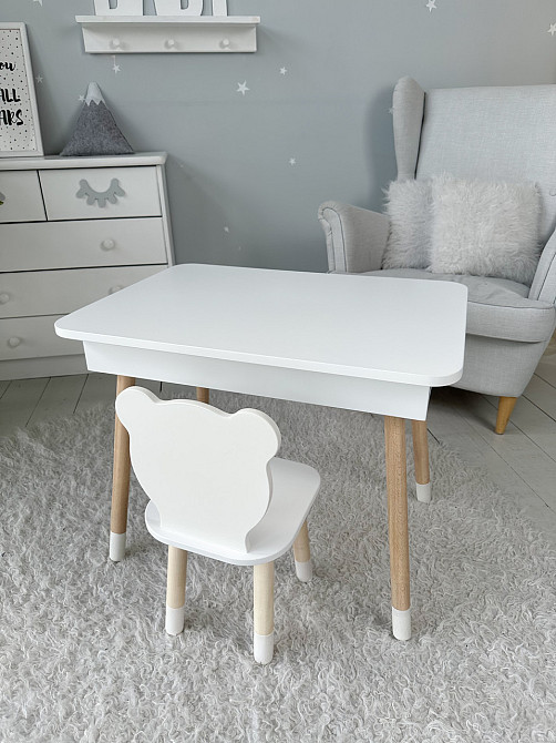 Столик з відкидним верхом і стільчик для хлопчика, білий Киев - изображение 6