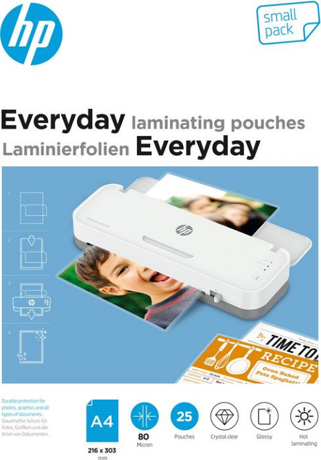 Плівка для ламінування HP Everyday Laminating Pouches, A4, 80 Mic, 216 x 303, 25 pcs Винница - изображение 1