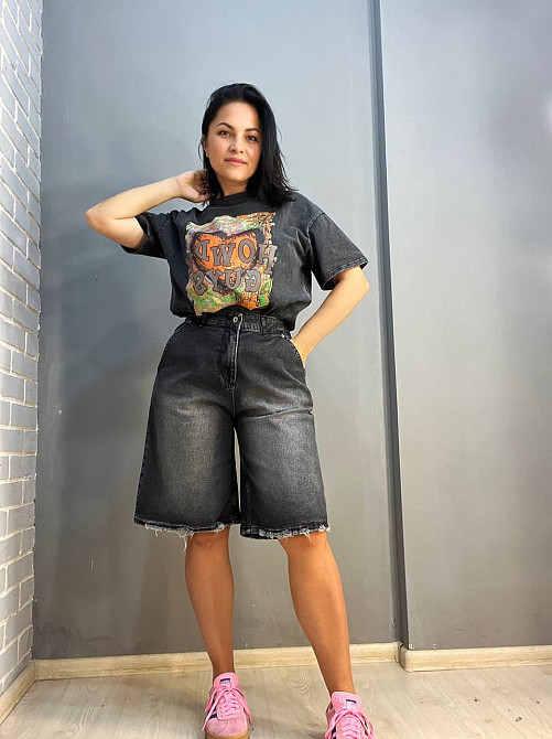 Шорти жіночі джинсові Q-4 Denim 544-24 бермуди косі кишені довжина до колін рвані чорні, чорний, 33 Одеса - фото 6