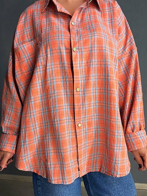 Рубашка женская A-N 7866 супероверсайз в клетку широкая, оранжевий, one size Киев - изображение 17