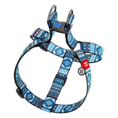 Шлей для собак WAUDOG Nylon с QR паспортом "Этно синий" пластиковый фастекс XL (324-0131) Винница