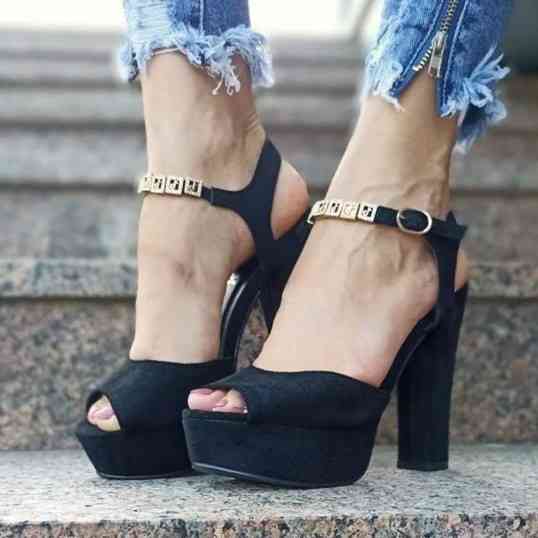 Жіночі Чорні Босоніжки на Каблуці Замшеві Модельні (розміри: 40) — 4-8 Дніпро