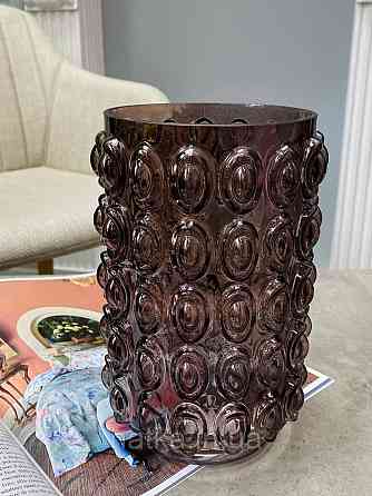 Ваза скляна 14*14*25 см "Майя" рожеве товсте скло Київ