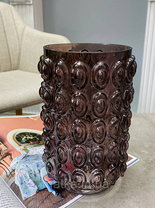 Ваза скляна 14*14*25 см "Майя" рожеве товсте скло Київ - фото 1