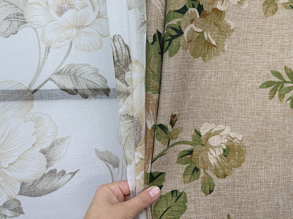 Комплект штор VR-Textil Лен Прованс 200х270 2шт и Тюль 600х270 2084ш-1681т 2081ш-1865т Бежевый с коричневым и белым 71-209/7 Киев - изображение 8