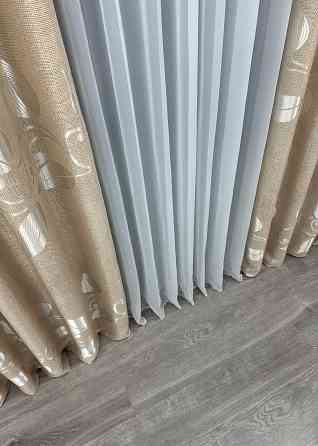 Шторна тканина льон рогожка "Листя" колір бежевий 1693ш Київ