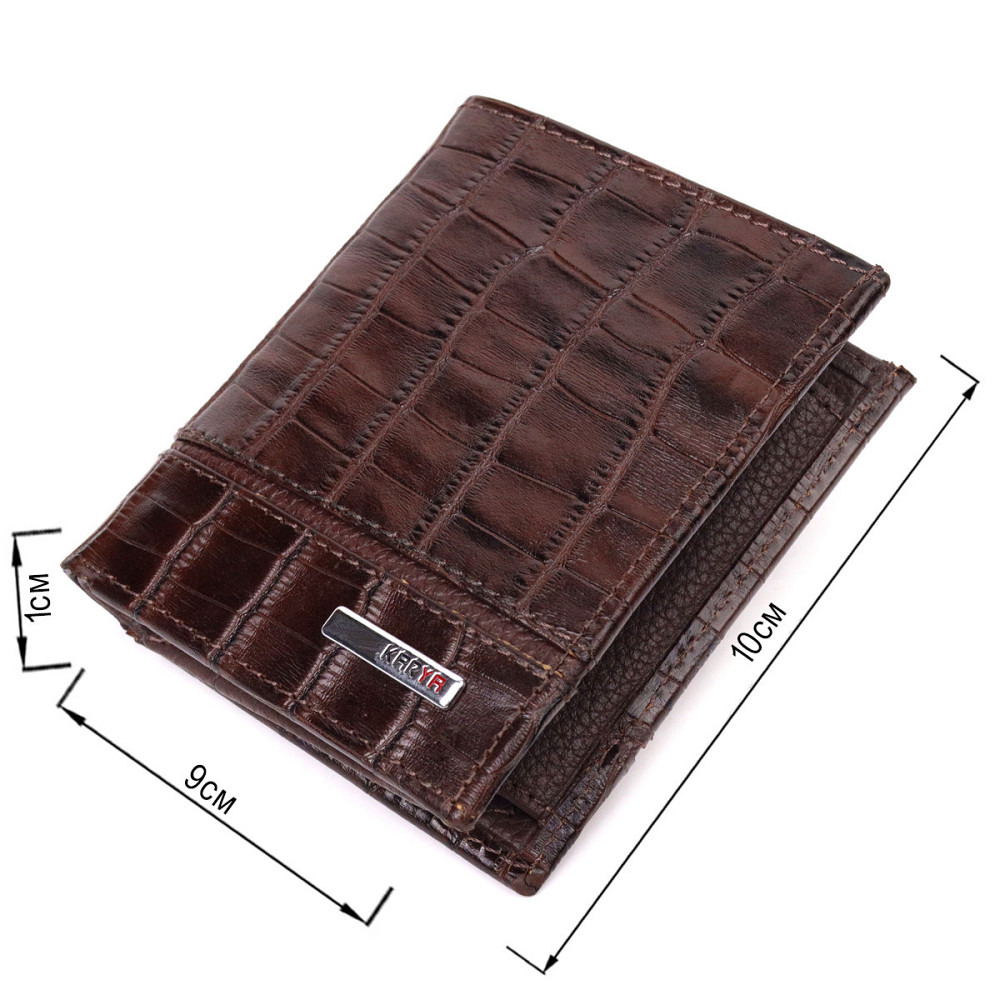 Стильное портмоне для мужчин из натуральной кожи с тиснением под крокодила KARYA 21324 Коричневый Киев - изображение 9