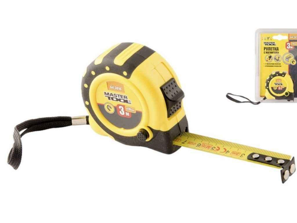 Рулетка з магнітом 3м х 16мм 64-3016 ТМ MASTER TOOL Київ - фото 1