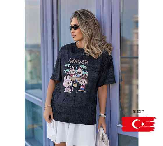 Жіноча футболка з ефектом тай-дай Labubu "Pirate" (Туреччина) | Норма і батал Київ