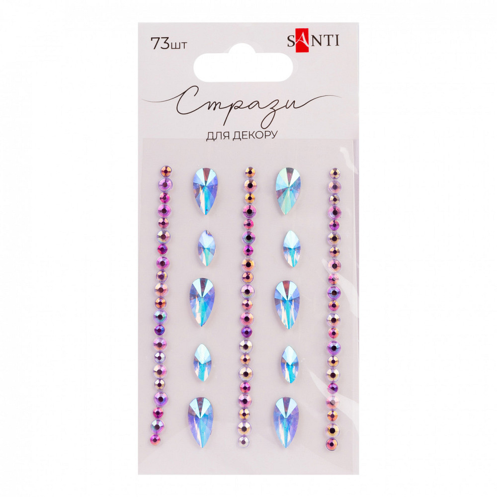 Стрази "Santi" самоклеючі "Краплі" лілові, 73 шт 743014, шт Київ - фото 1