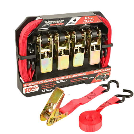 Набір стяжних ременів з храповим механізмом для кріплення вантажу 4 шт. 25 мм х 3 м стропи з навантаженням 136 кг Кам'янець-Подільський