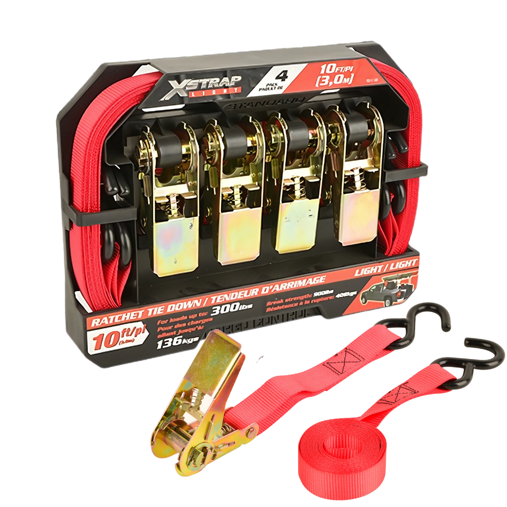 Набір стяжних ременів з храповим механізмом для кріплення вантажу 4 шт. 25 мм х 3 м стропи з навантаженням 136 кг Кам'янець-Подільський - фото 1