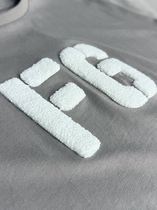 Костюм женский CAPPITONE 101190 оверсайз футболка с нашивкой FG и брюки палаццо на резинке серый, серый, M Киев - изображение 8