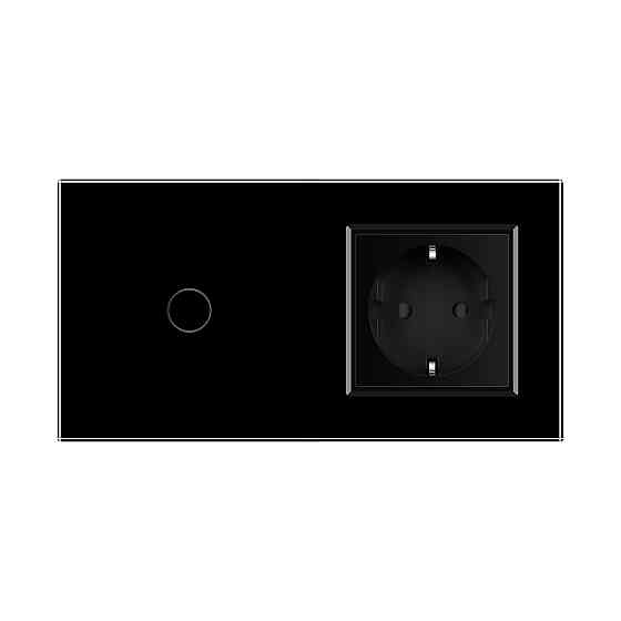 Розумний сенсорний EC вимикач 1 сенсор 1 розетка LIVOLO чорний матове скло Коломия