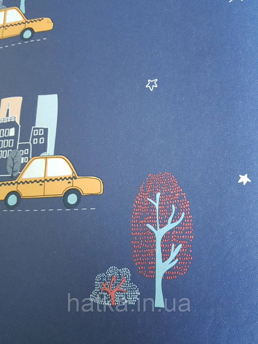 Шпалери флізелінові Decoprint 21108 Sweet Dreams дитячі сині машини зірки 0,53x10,05 м Київ - фото 2