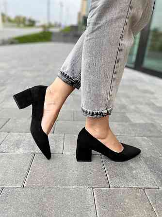 Lino Marano Туфлі жіночі Lino Marano чорні еко-замша каблук 6 см 35р. 40р. (R89-6) Коломыя