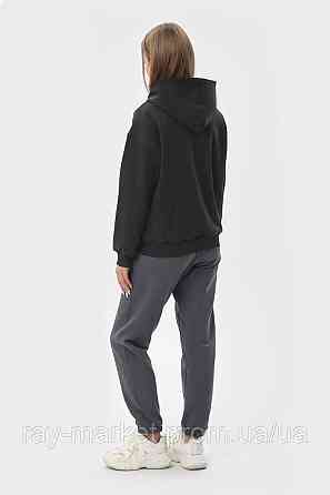 Костюм жіночий худі на блискавці темно-сіре та штани чорні RAY PREMIUM LOOSE U0809 (U0809W-Dark Grey-Black) XL Київ