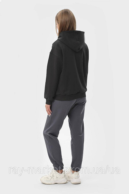 Костюм жіночий худі на блискавці темно-сіре та штани чорні RAY PREMIUM LOOSE U0809 (U0809W-Dark Grey-Black) XL Київ - фото 4