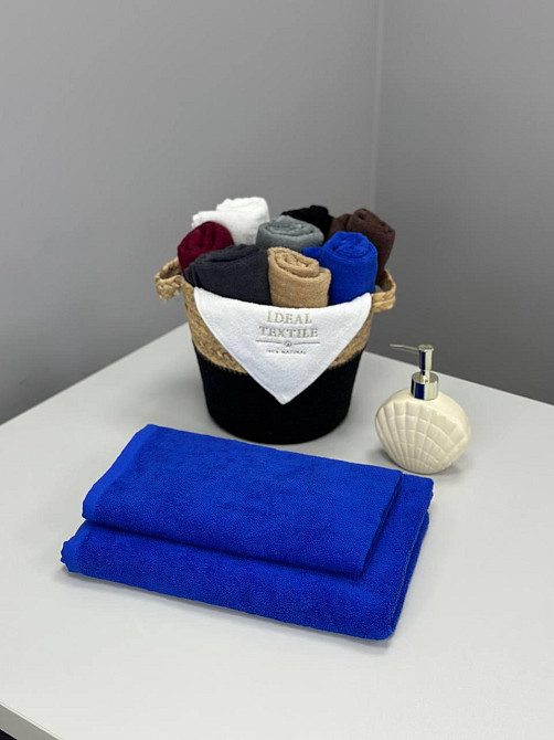 Комплект рушників Ideal Textile однотонних 50х90см + 70х140см 400 г/м2 (56860932) Синій Чернівці - фото 3