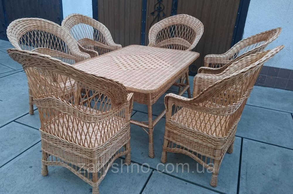 Мебель плетеная на шестерых с большим   столом из лозы Киев - изображение 8